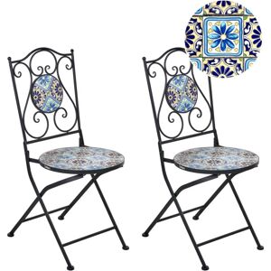 BELIANI Set of 2 Garden Chairs AGGIUS Folding Metal Black BELIANI Set of 2 Garden Chairs AGGIUS Folding Metal Black