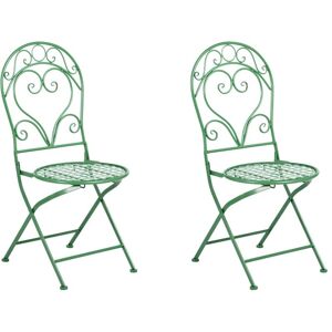 BELIANI Set of 2 Garden Chairs ALBINIA Metal Green BELIANI Set of 2 Garden Chairs ALBINIA Metal Green