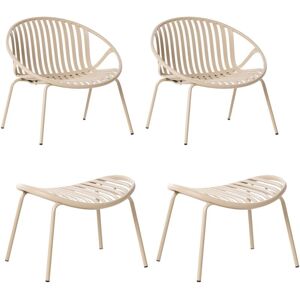 BELIANI Set of 2 Garden Chairs CASPERIA with Footstool Sand Beige BELIANI Set of 2 Garden Chairs CASPERIA with Footstool Sand Beige