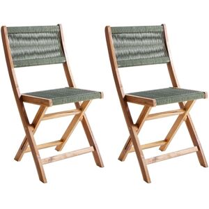 BELIANI Set of 2 Garden Chairs PROSSEDI Folding Acacia Wood Green BELIANI Set of 2 Garden Chairs PROSSEDI Folding Acacia Wood Green