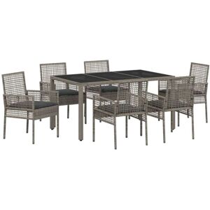 Garden Dining Set 7 pcs Grey Poly rattan Vidaxl Garden Dining Set 7 pcs Grey Poly rattan Vidaxl
