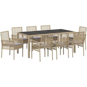Garden Dining Set 9 pcs Beige Poly rattan Vidaxl Garden Dining Set 9 pcs Beige Poly rattan Vidaxl