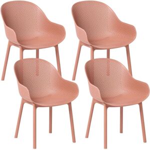 BELIANI Set of 4 Garden Chairs TIGGIANO Coral BELIANI Set of 4 Garden Chairs TIGGIANO Coral