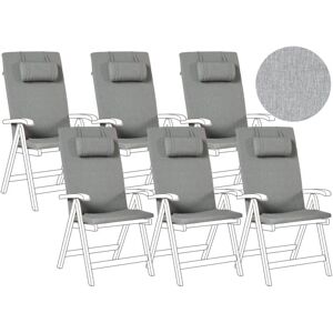 Beliani - Set of 6 Outdoor Seat/Back Cushions Padded with Headrest Pad Grey Melange Java/Amantea Premium Beliani - Set of 6 Outdoor Seat/Back Cushions Padded with Headrest Pad Grey Melange Java/Amantea Premium