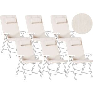 Beliani - Set of 6 Outdoor Seat/Back Cushions Padded with Headrest Pad Light Beige Java/Amantea Premium Beliani - Set of 6 Outdoor Seat/Back Cushions Padded with Headrest Pad Light Beige Java/Amantea Premium
