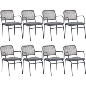 BELIANI Set of 8 Garden Chairs with Cushions TACENO Metal Grey BELIANI Set of 8 Garden Chairs with Cushions TACENO Metal Grey