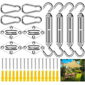 GOTRAYS Shade Sail Fixing Kit, 44Pcs Shade Sail Fixing Mounting Kit, 306 Stainless Steel Hardware Fixing Accessories Kit, Garden Sail Fixing Kit for Garden GOTRAYS Shade Sail Fixing Kit, 44Pcs Shade Sail Fixing Mounting Kit, 306 Stainless Steel Hardware Fixing Accessories Kit, Garden Sail Fixing Kit for Garden