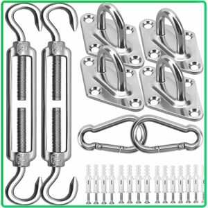 GOTRAYS Shade Sail Hardware Kit - 304 Stainless Steel Sun Shade Installation Kit - 6' - for Installing Rectangular and Triangular Shade Sails for Patio, GOTRAYS Shade Sail Hardware Kit - 304 Stainless Steel Sun Shade Installation Kit - 6' - for Installing Rectangular and Triangular Shade Sails for Patio,