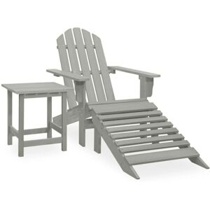 Minkurow - Garden Adirondack Chair with Ottoman&Table Solid Fir Wood Grey vidaXL Minkurow - Garden Adirondack Chair with Ottoman&Table Solid Fir Wood Grey vidaXL