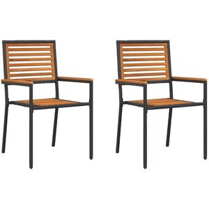 Garden Stacking Chairs 2 pcs Brown, Black Vidaxl Garden Stacking Chairs 2 pcs Brown, Black Vidaxl