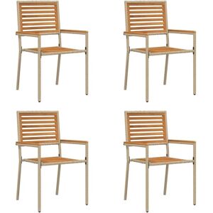 Garden Stacking Chairs 4 pcs Brown, Beige Vidaxl Garden Stacking Chairs 4 pcs Brown, Beige Vidaxl