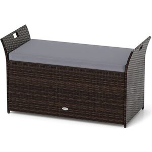 Costway - Storage Bench Outdoor Bench with Hand-woven pe Rattan Wicker-Grey Costway - Storage Bench Outdoor Bench with Hand-woven pe Rattan Wicker-Grey