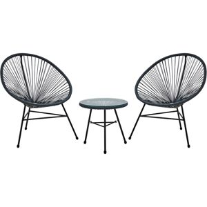 Premier Housewares - Interiors by Premier Sturdy Grey Rattan 3 Piece Patio Set, Weather Resistant Table And Chairs, Outdoor Round Table and Chairs Premier Housewares - Interiors by Premier Sturdy Grey Rattan 3 Piece Patio Set, Weather Resistant Table And Chairs, Outdoor Round Table and Chairs