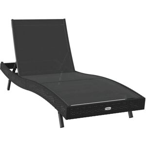 Vidaxl - Sunlounger Reclining Black 70 x 197 x 82 cm Poly Rattan, Metal Vidaxl - Sunlounger Reclining Black 70 x 197 x 82 cm Poly Rattan, Metal