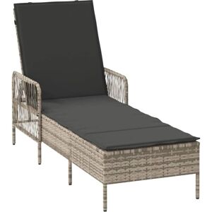 Sun lounger Reclining Light Grey 157 x 55 x 92cm Poly Rattan vidaXL Sun lounger Reclining Light Grey 157 x 55 x 92cm Poly Rattan vidaXL
