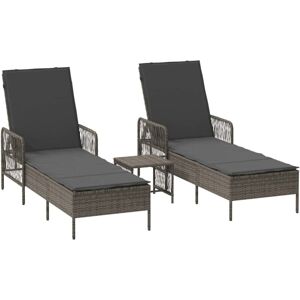 Vidaxl - Sun lounger Reclining 2 pcs Grey 35 x 35 x 32cm Poly Rattan Vidaxl - Sun lounger Reclining 2 pcs Grey 35 x 35 x 32cm Poly Rattan