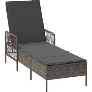 Vidaxl - Sun lounger Reclining 1-person Grey 157 x 55 x 92cm Poly Rattan Vidaxl - Sun lounger Reclining 1-person Grey 157 x 55 x 92cm Poly Rattan