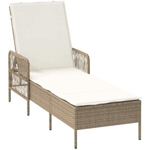 Sun lounger Reclining Beige 157 x 55 x 92cm Poly Rattan vidaXL Sun lounger Reclining Beige 157 x 55 x 92cm Poly Rattan vidaXL