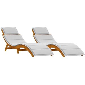 Vidaxl - Sun lounger 2 pcs Light Grey 184 x 55 x 64cm Solid Acacia wood Vidaxl - Sun lounger 2 pcs Light Grey 184 x 55 x 64cm Solid Acacia wood