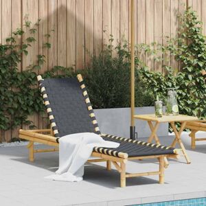 Vidaxl - Sun Lounger with Black Woven Webbing 55x200x30 cm Bamboo Vidaxl - Sun Lounger with Black Woven Webbing 55x200x30 cm Bamboo