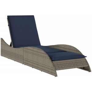 Sun Lounger with Cushion Grey 60x205x73 cm Poly Rattan vidaXL Sun Lounger with Cushion Grey 60x205x73 cm Poly Rattan vidaXL