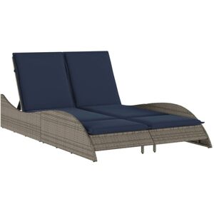 Sun Lounger with Cushions Grey 114x205x73 cm Poly Rattan vidaXL Sun Lounger with Cushions Grey 114x205x73 cm Poly Rattan vidaXL