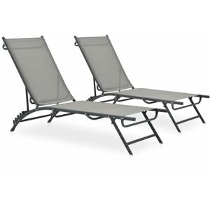 vidaXL Outdoor Chair Grey - Lounge Steel, Textile vidaXL Outdoor Chair Grey - Lounge Steel, Textile