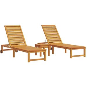 Vidaxl - Sun Lounger 3 pcs Brown 35 x 35 x 34cm Solid Acacia wood Vidaxl - Sun Lounger 3 pcs Brown 35 x 35 x 34cm Solid Acacia wood