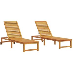 Vidaxl - Sun Lounger 2 pcs Brown 53 x 202 x 89cm Solid Acacia wood Vidaxl - Sun Lounger 2 pcs Brown 53 x 202 x 89cm Solid Acacia wood