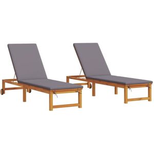Sun Lounger 2 pcs Brown 53 x 202 x 89cm Solid Acacia wood vidaXL Sun Lounger 2 pcs Brown 53 x 202 x 89cm Solid Acacia wood vidaXL