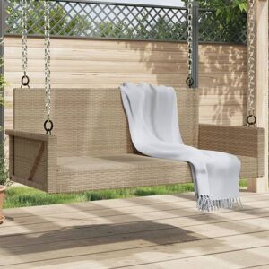 Swing Bench Beige 119x56x48 cm Poly Rattan vidaXL Swing Bench Beige 119x56x48 cm Poly Rattan vidaXL