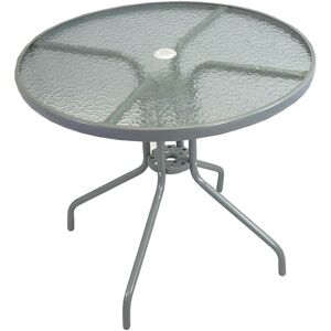 SELECTIONS Metal Garden Patio Round Table with Glass Top SELECTIONS Metal Garden Patio Round Table with Glass Top