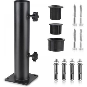 Ymyny - Umbrella stand, adjustable metal umbrella stand with 3 pvc reducing rings (32/38/48 mm), umbrella tube with 8 steel tips, black Ymyny - Umbrella stand, adjustable metal umbrella stand with 3 pvc reducing rings (32/38/48 mm), umbrella tube with 8 steel tips, black