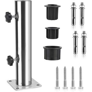 BEIJIYI Umbrella tube, umbrella base, adjustable stainless steel umbrella stand with 3 PVC reduction rings (32/38/48 mm), umbrella base with 8 steel nails BEIJIYI Umbrella tube, umbrella base, adjustable stainless steel umbrella stand with 3 PVC reduction rings (32/38/48 mm), umbrella base with 8 steel nails