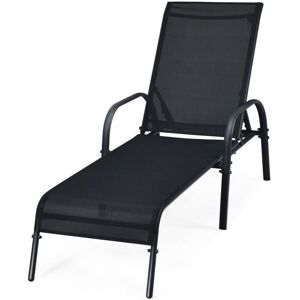 Costway - Versatile Chaise Lounge Chair with 5 Adjustable Positions-Black Costway - Versatile Chaise Lounge Chair with 5 Adjustable Positions-Black