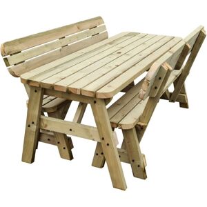 Arbor Garden Solutions - 5ft (150cm) Picnic table and bench set, natural (light-green) finish, Victoria compact with backrest rounded corners Arbor Garden Solutions - 5ft (150cm) Picnic table and bench set, natural (light-green) finish, Victoria compact with backrest rounded corners