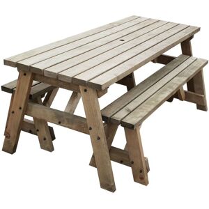 Arbor Garden Solutions - 5ft (150cm) Picnic table and bench set, rustic brown finish, Victoria compact square corners Arbor Garden Solutions - 5ft (150cm) Picnic table and bench set, rustic brown finish, Victoria compact square corners