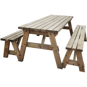 Arbor Garden Solutions - 8ft (240cm) Picnic table and bench set, rustic brown finish, Victoria square corners Arbor Garden Solutions - 8ft (240cm) Picnic table and bench set, rustic brown finish, Victoria square corners