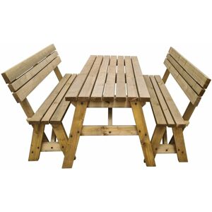 Arbor Garden Solutions - 8ft (240cm) Picnic table and bench set, rustic brown finish, Victoria with backrest square corners Arbor Garden Solutions - 8ft (240cm) Picnic table and bench set, rustic brown finish, Victoria with backrest square corners