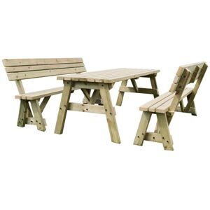 Arbor Garden Solutions - 5ft (150cm) Picnic table and bench set, natural (light-green) finish, Victoria with backrest square corners Arbor Garden Solutions - 5ft (150cm) Picnic table and bench set, natural (light-green) finish, Victoria with backrest square corners