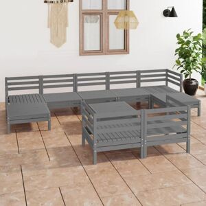 10 Piece Garden Lounge Set Grey Solid Wood Pine Vidaxl 10 Piece Garden Lounge Set Grey Solid Wood Pine Vidaxl