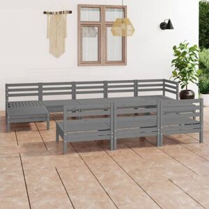 10 Piece Garden Lounge Set Grey Solid Wood Pine Vidaxl 10 Piece Garden Lounge Set Grey Solid Wood Pine Vidaxl