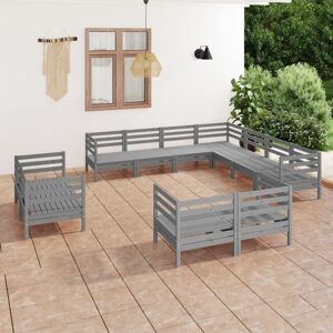 Vidaxl - 11 Piece Garden Lounge Set Solid Wood Pine Grey Vidaxl - 11 Piece Garden Lounge Set Solid Wood Pine Grey