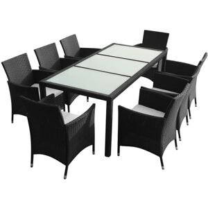 Vidaxl - 9 Piece Outdoor Dining Set with Cushions Poly Rattan Black Vidaxl - 9 Piece Outdoor Dining Set with Cushions Poly Rattan Black