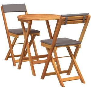 Garden Bistro Set with Cushion 3 pcs Brown Solid acacia wood Vidaxl Garden Bistro Set with Cushion 3 pcs Brown Solid acacia wood Vidaxl