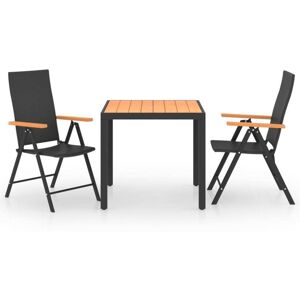 3 Piece Garden Dining Set Black and Brown Vidaxl 3 Piece Garden Dining Set Black and Brown Vidaxl