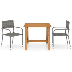 3 Piece Garden Dining Set Grey Vidaxl 3 Piece Garden Dining Set Grey Vidaxl