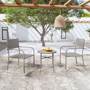 3 Piece Garden Dining Set Poly Rattan Grey Vidaxl 3 Piece Garden Dining Set Poly Rattan Grey Vidaxl