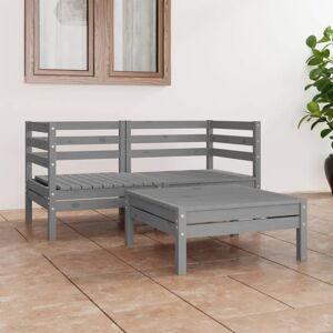 3 Piece Garden Lounge Set Grey Solid Pinewood Vidaxl 3 Piece Garden Lounge Set Grey Solid Pinewood Vidaxl