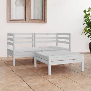 3 Piece Garden Lounge Set White Solid Pinewood Vidaxl 3 Piece Garden Lounge Set White Solid Pinewood Vidaxl